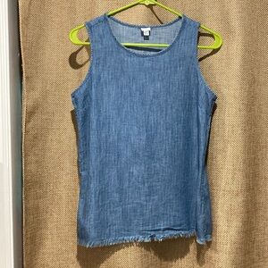 Gap Denim Sleeveless Top with frayed edge.